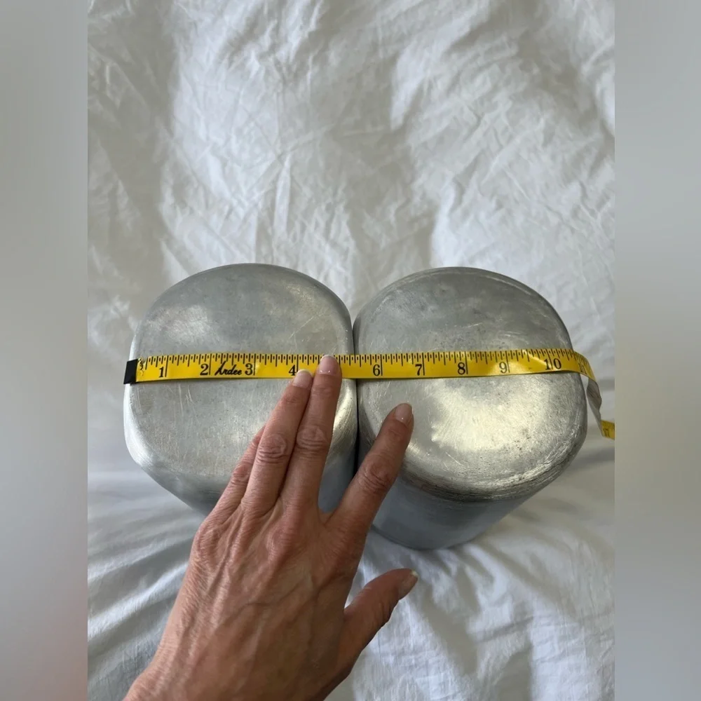 Vintage 1950s MCM Kitchen Aluminum Canisters Lids | Flour And Sugar - Picture 9 of 12